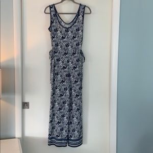 Blue and white sleeveless jumpsuit xs fits like 4